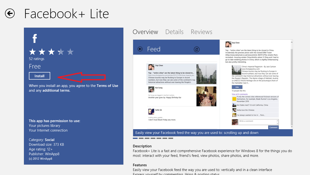 facebook lite for pc windows 8